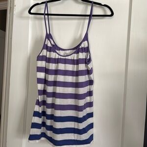 ‘09 retro GAP tank top, purple & white stripes, spaghetti strap, scoop neck